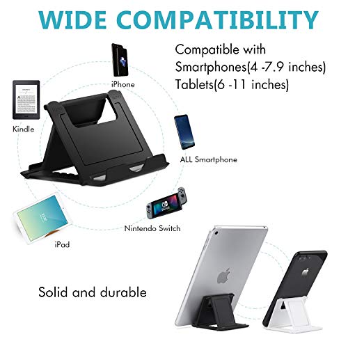 Cell Phone Stand Holder, Tonyhoney Universal Foldable Multi-Angle Desktop Mobile Holder 2 Pack Compatible with Tablet iPhone X/6/7/8Plus and Samsung Galaxy s6 s7 s8 S9 (Black&White)