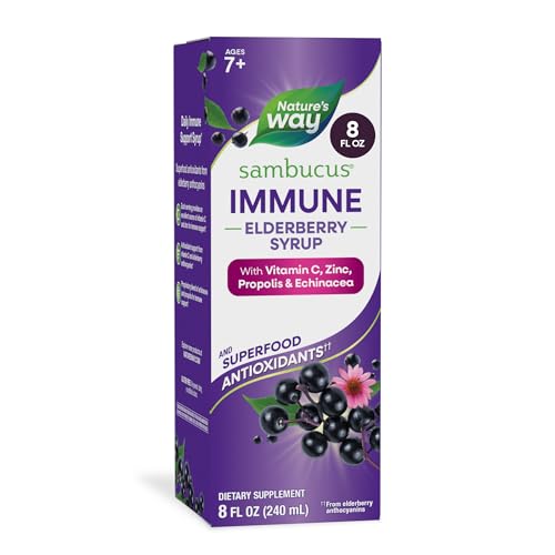 Nature’s Way Sambucus Immune Elderberry Syrup with Vitamin C, Zinc, Echinacea &…