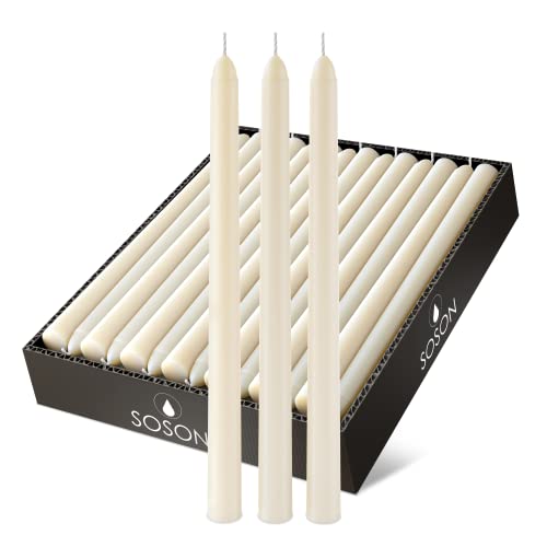 Simply Soson 10 inch Ivory Taper Candles 30 Pack Ivory Candlesticks Candle Sticks Bulk