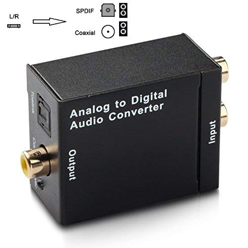 Cingk RCA L/R Analog To Digital Optical SPDIF Coaxial Audio Converter Adapter with Toslink Cable and Power Adapter