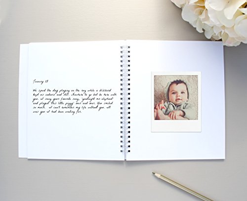 Baby Shower Gift Baby Memory Book. Flat-Lay Softcover, 100 Pgs. Cardstock Embossed Rose Gold Foil. Memory Book For Baby's First Year. Baby Shower Advice, Baby Shower Guest Book White