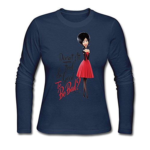 Fashion And Beautiful Girl Wheel Shoes T-shirt Womens Long-Sleeve Navy