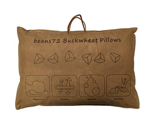 Beans72 Organic Buckwheat Pillow Queen Size 20 Inches X 30