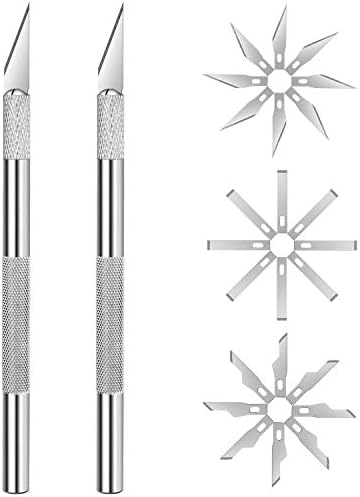 SuiYou Precision Hobby Craft Knife Kit, 2 Pieces Handle+26 Spare Blades for DIY Art Work Cutting,Wood Carving,Phone Film and Repair,Hand Model Engraving,Paper and Leather Cutting (Silver-2)?