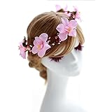 Love Sweety HH9 Lily Flower Crown with Adjustable Ribbon for Wedding