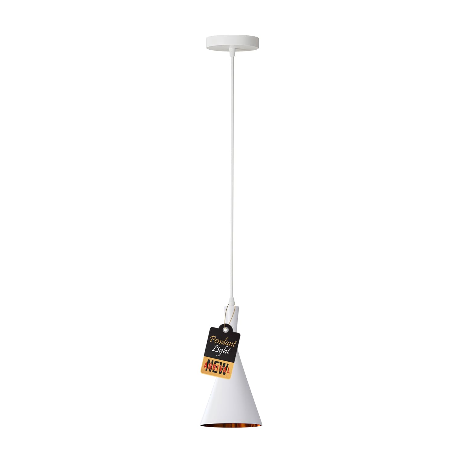 LEDSone Modern Pendant Light White Contemporary Hanging Ceiling Light with 95 cm Adjustable Cable E27 Lamp Fixture Farmhouse Décor Dining Room Hallway Kitchen Bar Restaurant