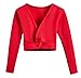 DANSHOW Girls Ballet Wrap Tops Kids Long Sleeve Dance Sweater,Velvet Inner