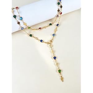 31" Y-Shaped Bar Chain Necklace, Dainty Layered Long, Prom & Wedding/Golden