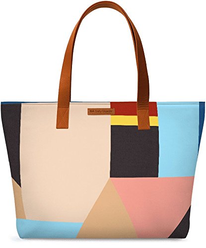 DailyObjects Womens Canvas Abstract Geometrical Shapes Fatty Tote Bag (Multicolor)