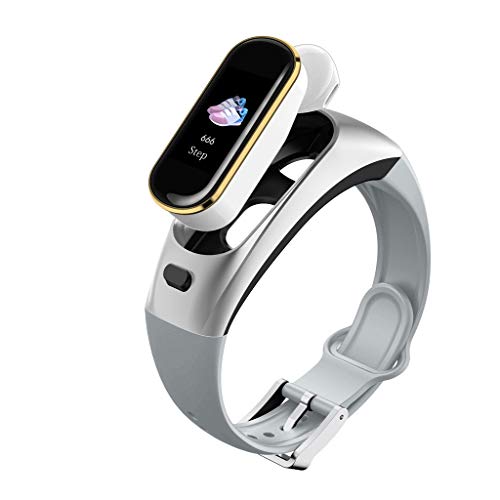 AutumnFall Smart Watch Bluetooth Wireless Earphone Blood Pressure Heart Rate Monitor Call Reminder Multiple Sports Modes (Silver) - Thumbnail 3