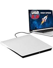 External DVD Drive, USB 3.0 Portable CD/DVD-RW Drive/ DVD Player for Laptop CD ROM Burner Compatible with Laptop Desktop PC Windows Linux OS Apple Mac White