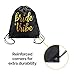 Pop Fizz Designs | Bride & Bride Tribe Drawstring Bags (7 Pack) | Bags for Bachelorette Party | Black