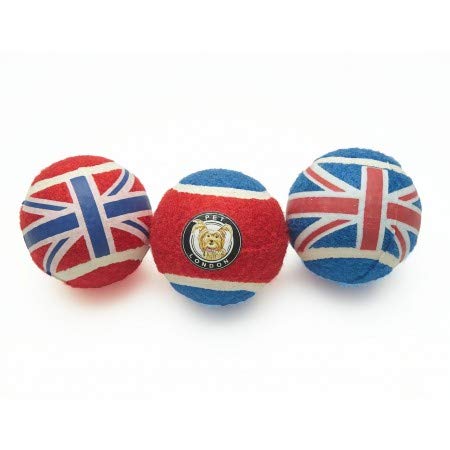 PetLondon Dog Tennis Balls 3pack, Dog Ball Bouncy Union Jack, London United Kingdom Tennis Balls, Premium British Tennis Balls For Small and Medium Dog and Puppies