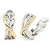 Clip on Earrings Gold Plated Two Tone Criss Cross Crossover Women Fashion