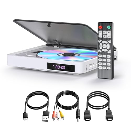 Arafuna DVD Player, DVD Player for Free All Regions Televisions, 1080P HDMI CD Player with AV Output, USB Input, Remote Control and AV Cable - White