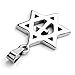 Jovivi Mens Stainless Steel Star of David with Cross Pendant Necklace, Silver Color, 24 inch Chain