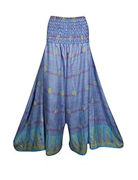 Mogul Interior Women's Skirt Split Divided Maxi Palazzo Pants Upcycled Silk OneSize