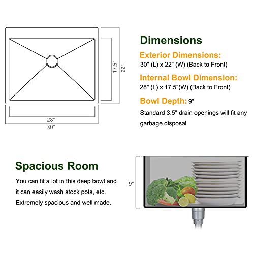 Bonnlo 30 Inch Top mount Kitchen Sink Dropin, Farmhouse Kitchen Sink