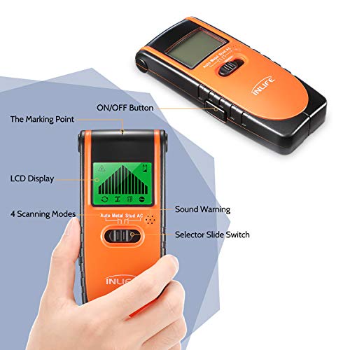 LCD Display Stud Finder Sensor Wall Scanner - 4 in 1 Multi Function Electronic Wall Detector Center Finding for Studs/Edges of Wood/Metal/Live AC Wires Detection