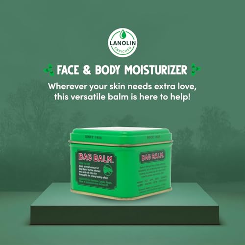 Bag Balm Vermont's Original Skin Moisturizer - Full Body Hydrating Skin Care: Dry Hands, Lips, Face, Feet & More - Unscented, Cruelty & Paraben Free - Day & Night, Men & Women (4oz Tin, Made in USA)
