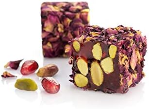 Turkish Delight - Premium Handmade Turkish Delight - Gluten Free - Assorted -Organic Pistachio Covered -Vegan - Low Sugar (Pistachio & Pomegranate Flavor Coated with Rose, 250 gr)