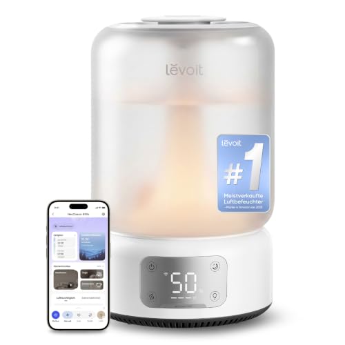 Levoit Smart Luftbefeuchter 6,2 L für Schlafzimmer & große Räume, Naturweiß