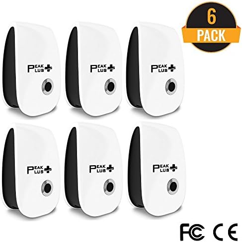 PeakPlus Pest Control Ultrasonic Repeller [6 Pack] – Electronic Plug In Pest Repellent For Insects, Mosquitoes, Mice, Rat, Roaches, Bugs, Flies, Spiders, Rodents – Eco-friendly, Human and Pet Safe