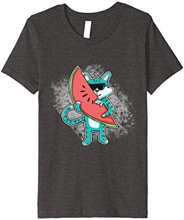 Kids Cat SunGlasses Eating Melon TShirt Cool Feline Watermelon 6 Dark Heather