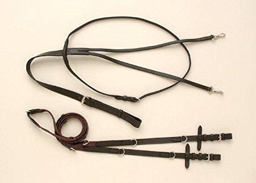 Leather and Nylon German Martingale Rein Set Horse Training Device Head Set