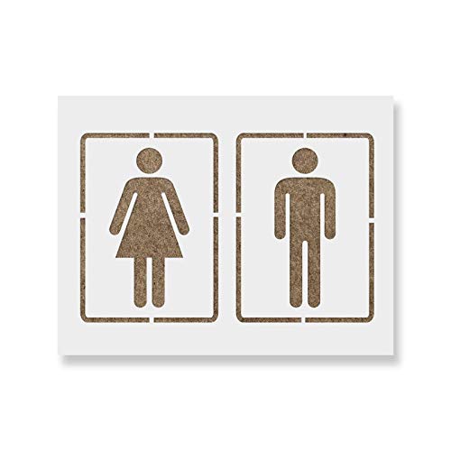 Bathroom Sign Stencil Template - Reusable Stencil with Multiple Sizes Available