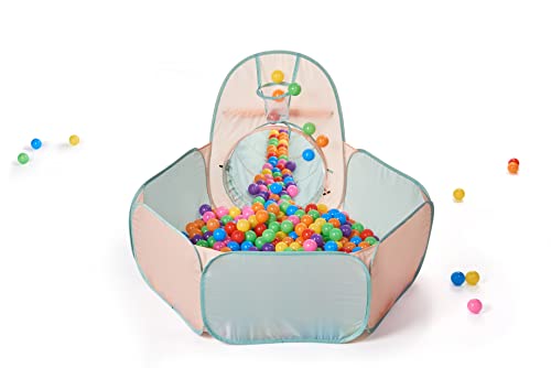 UTEX 3 in 1 Pop Up Play Tent with Tunnel, Ball Pit for Kids, Boys, Girls, Babies and Toddlers, Indoor/Outdoor Playhouse
