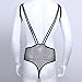 FEESHOW Men's One-piece Lingerie Sissy Pouch Leotard Thong Mesh Bodysuit Nightwear Black XXL