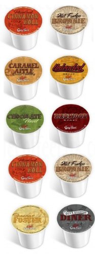 10 CUPS - Guy Fieri® Coffee Sampler, Single Cup Coffee! Bananas Foster, Caramel Apple, Hot Fudge Brownie, Chocolate Mint +
