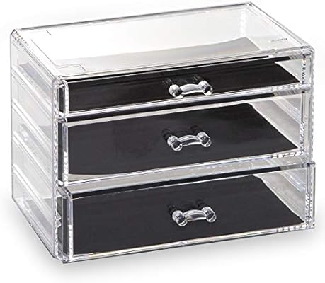 Bino 3 Drawer Acrylic Jewelry And Makeup Organizer Clear Cosmetic Organizer Vanity Storage Display Box Make Up Organizers And Storage Makeup Stand Amazon Sg Home Improvement