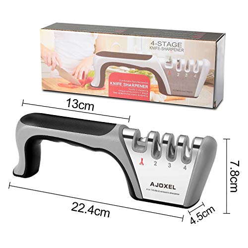 Aiguiseur De Couteaux Et Ciseaux 4 En 1 – Affûtage Grossier, Moyen, Fin + Fente Ciseaux – Poignée Ergonomique, Base Antidérapante - 9