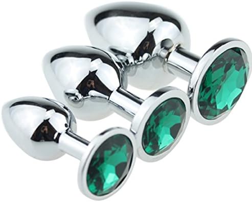 IRRANA 3pcs Suppository Gem Stimulation Jeweled Butt Plug Personal Massage Toys for Beginner (Green)