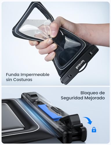 Lamicall Funda Impermeable para Celular - [Flotante] 2 Piezas, Cierre Antiapertura Bolsa para Celular contra Agua, Waterproof Case Compatible con iPhone 17 16 15 Pro MAX, Galaxy S25, 4-8.5" con Funda