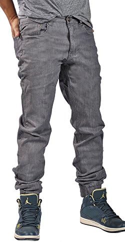 Dirty Robbers Men's Chino Zip Fly Cuff Button Denim Jogger (32,CharcoalDenim)