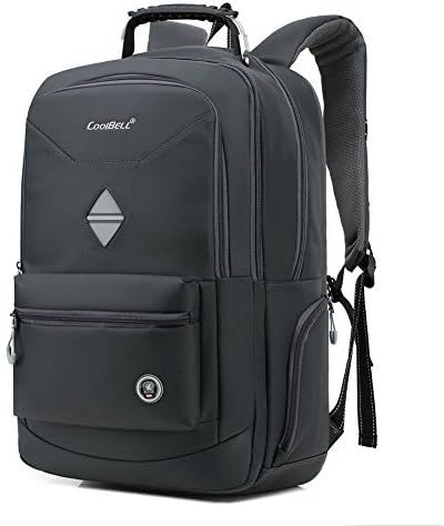 18.4 Inch Nylon Laptop Backpack Computer Notebook School Travel Bag Gray HOP