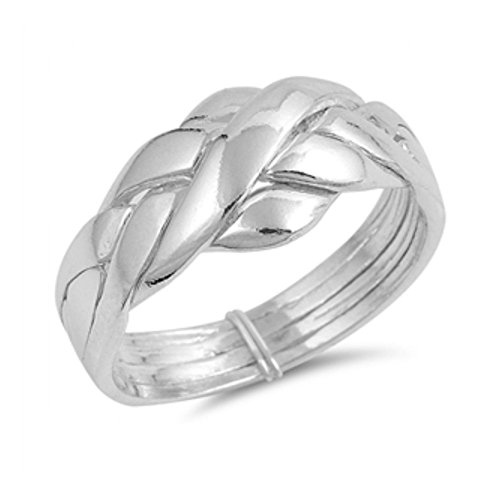 925 Sterling Silver Puzzle Ring (Size 10)