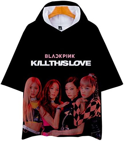 T-Shirts 3D Print Blackpink Graphics Short Sleeve Tees Pullover Hooded with Big Pockets for Mens Womens