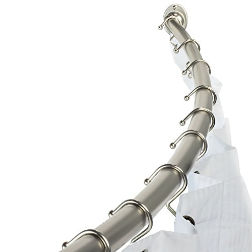 Bennington Curved Shower Curtain Rod Wall Mounted Adjustable 38"- 63", Brushed Nickel Finish