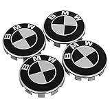 Enseng Set of 4 - BMW Wheel Center Caps Emblem, 68mm BMW Rim Center Hub Caps for All Models with BMW Wheels Logo (Black & White)
