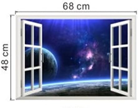 1 Pack 3D Window Decal Exotic Beach View Wall Sticker Living Room Bedroom Kids Nursery Matchless Popular Dream Butterfly World Moon Star Ocean Sun Flowers Removable Vinyl Mural Art Decor, Type-15