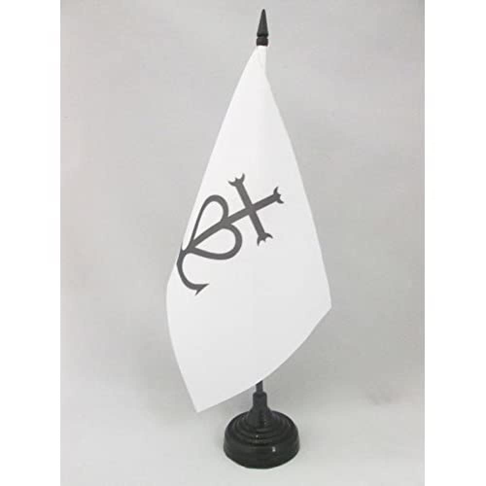 AZ FLAG Camargue Cross Table Flag 5'' x 8'' - Camargue Office Decoration 100% Polyester 21 x 14 cm - Mini Desk Flag with Pole and Black Plastic Base