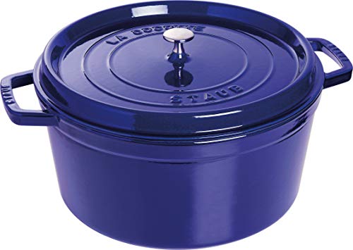 STAUB Gusseisen Bräter/Cocotte, Rund 30 cm, 8,35 L, Dunkelblau, Dunkel-Blau