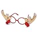 JOYIN Reindeer Antler Headband set with LED red nose and Gold glasses, ONE SIZE FIT ALL