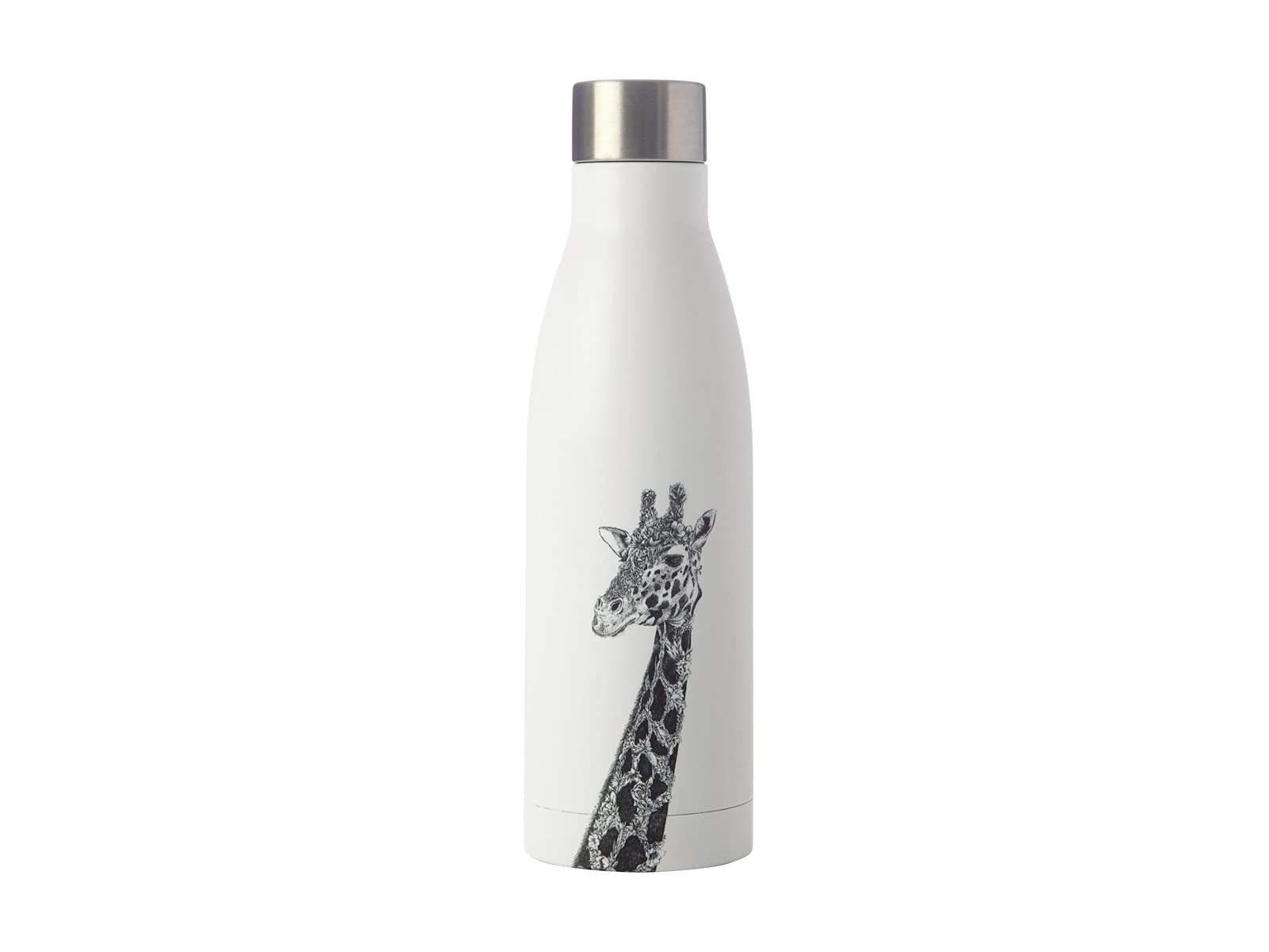 Maxwell & Williams Marini Ferlazzo Insulated Water Bottle with African Giraffe Design, Double Wall Stainless Steel, White, 5 ml — image 1