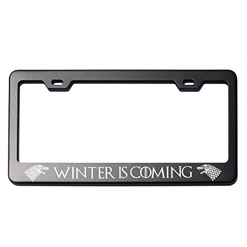 House of STARK Game Of Thrones Sigil and Logo Laser Engraved Mirror Finished Chrome 100% Stainless Steel License Plate Frame Holder (Winter Is Coming) - Thumbnail 4
