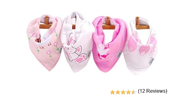 Happy Cherry - Baberos para Bebé Algodón Ajustable con 2 Botones Pañuelo de Cuello Babero Bandana Pack de 4 para Niños - 0-2 Años: Amazon.es: Bebé